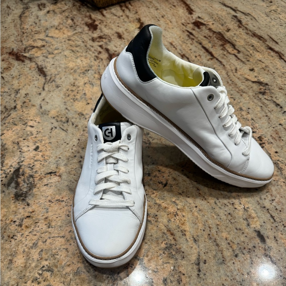 Cole Haan White Leather GrandPro  Topspin Sneakers Size 10.5